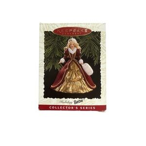 Mattel Gold and Purple Holiday Barbie 1996 Ornament. New in Box